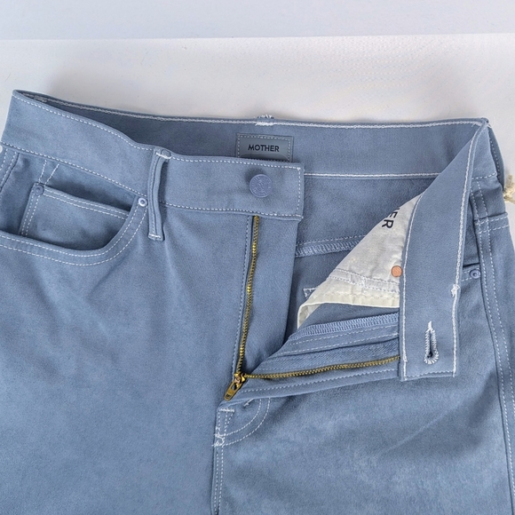 MOTHER The Desperado Faux Suede Bootcut High Rise Stretch Blue Hoo Wash 27 NWT - Picture 12 of 16